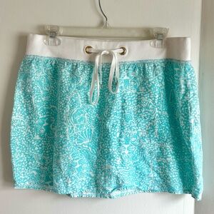 Lilly Pulitzer Hayden Mini Skirt 100% Linen Blue Fruit Design Women’s M Preppy